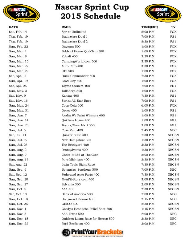 Official 2014 NASCAR Sprint Cup Series Race Calendar: All Dates and Events