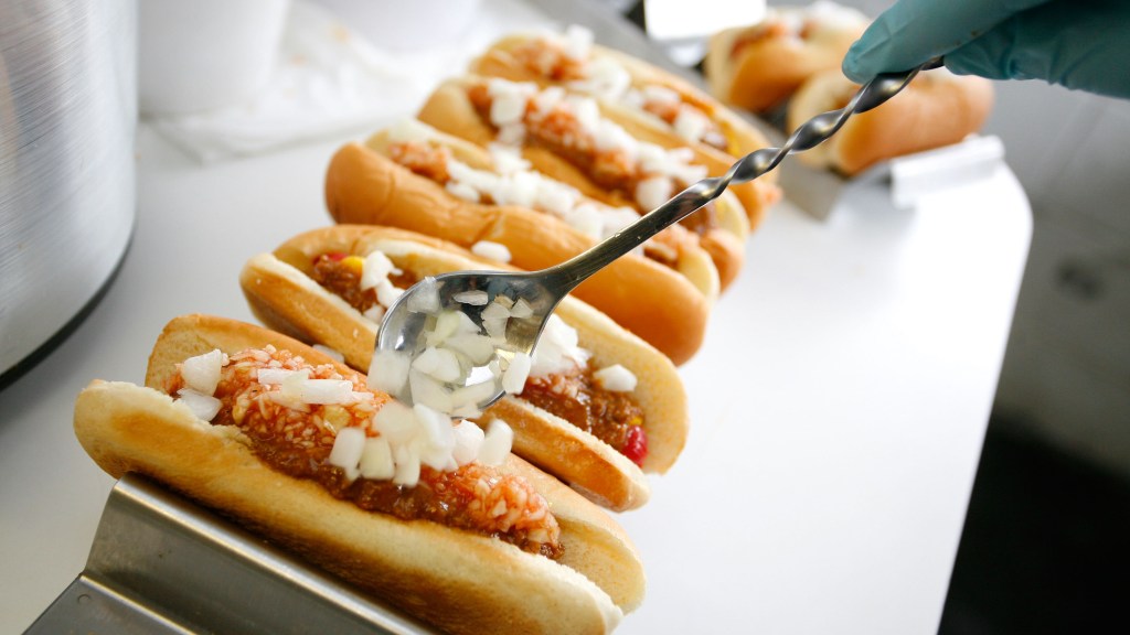 hamburgers and hot dogs sold at a nascar race