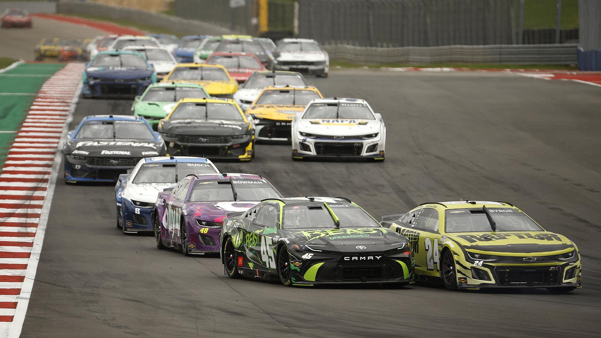 nascar issues 40 penalties for short cutting cota track.