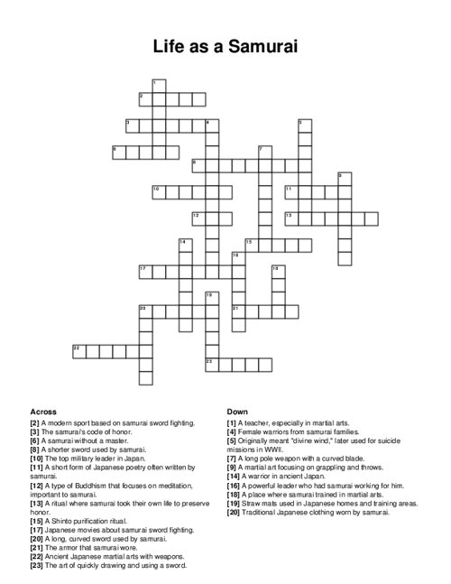 Solve the Japanese Warrior Crossword Puzzle: Samurai & More