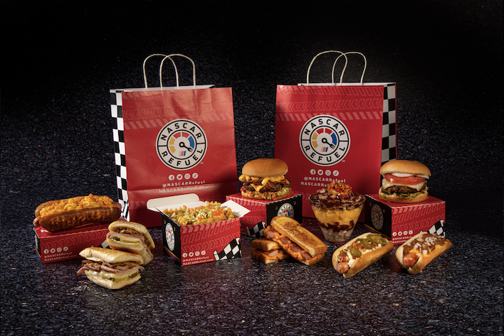 hamburgers and hot dogs sold at a nascar race