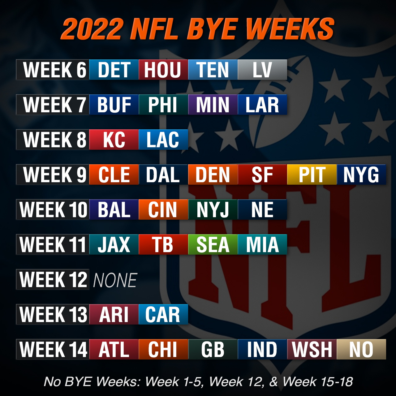 NFL Bye Week Schedule: What NFL Teams Have Byes This Week?